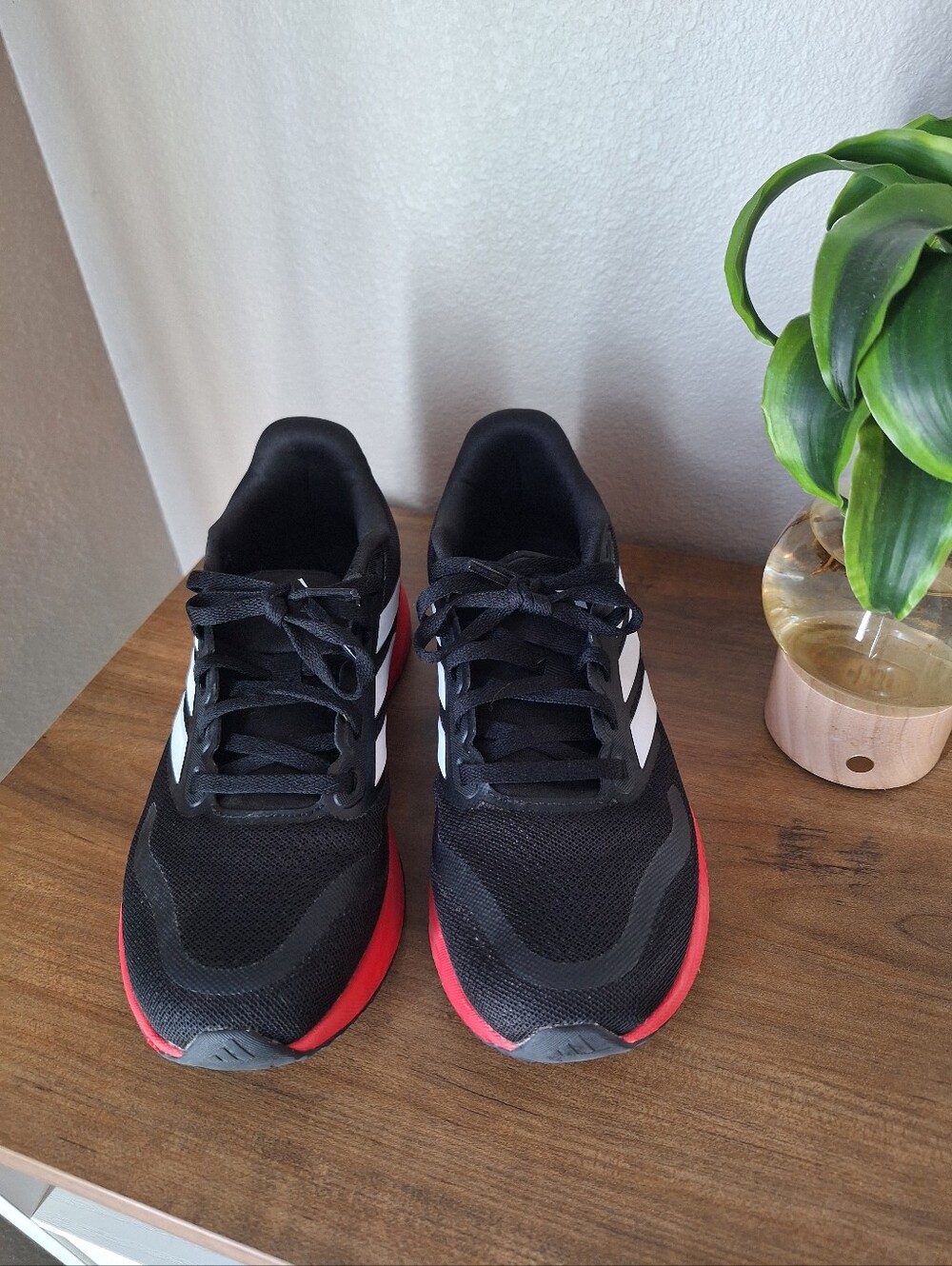 Boys Black and Red Adidas Running Sneakers